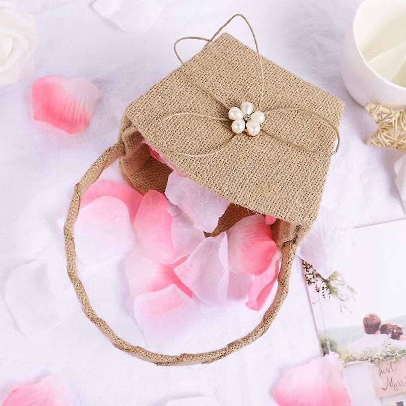 Rustic Burlap Wedding Flower Basket for Wedding Party Banquet