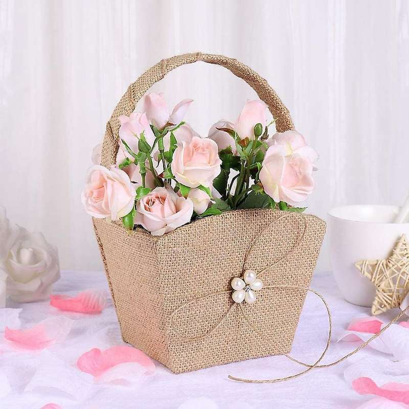 Rustic Burlap Wedding Flower Basket for Wedding Party Banquet