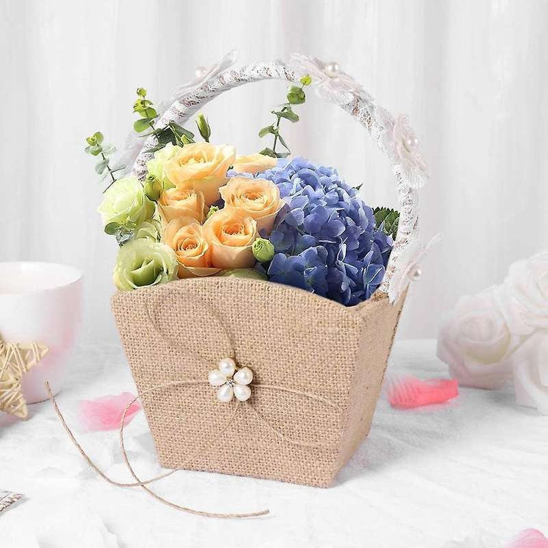 Rustic Burlap Wedding Flower Basket for Wedding Party Banquet