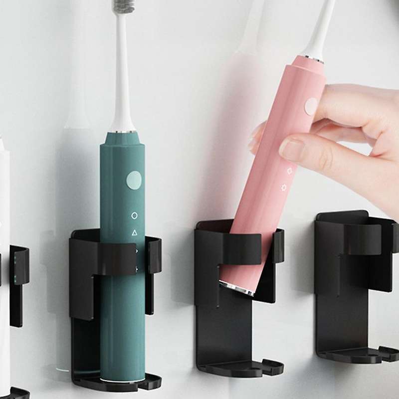 2pcs Electric Toothbrush Holder, Adhesive Metal Black Wall Mount