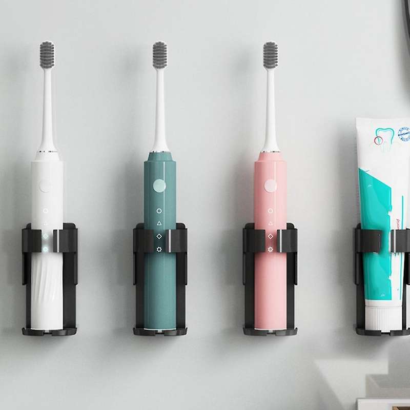 2pcs Electric Toothbrush Holder, Adhesive Metal Black Wall Mount