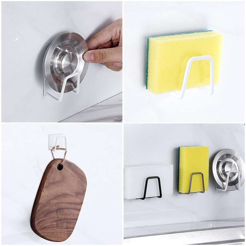6pcs Sponge Holder Self-adhesive Sponge Holder No Drill Kitchen C