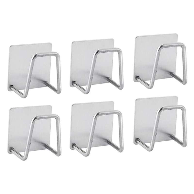 6pcs Sponge Holder Self-adhesive Sponge Holder No Drill Kitchen C