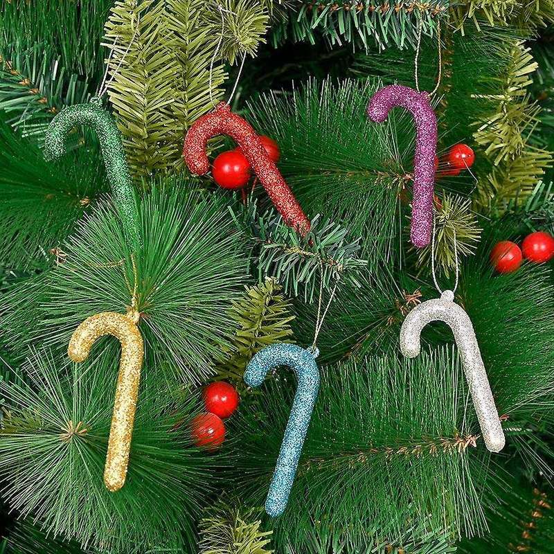 Shiny Crutch Merry Christmas Decoration Pvc Color Xmas Tree Hanging