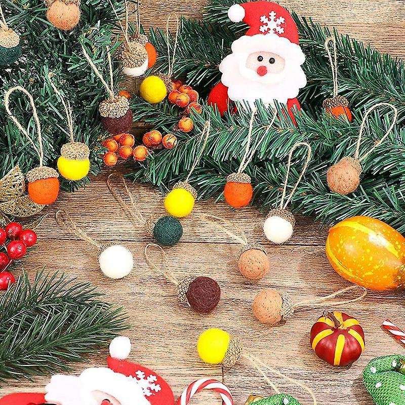 24 Pieces Felt Acorn Ornaments Balls Wool Felt Acorns with Rope (a)