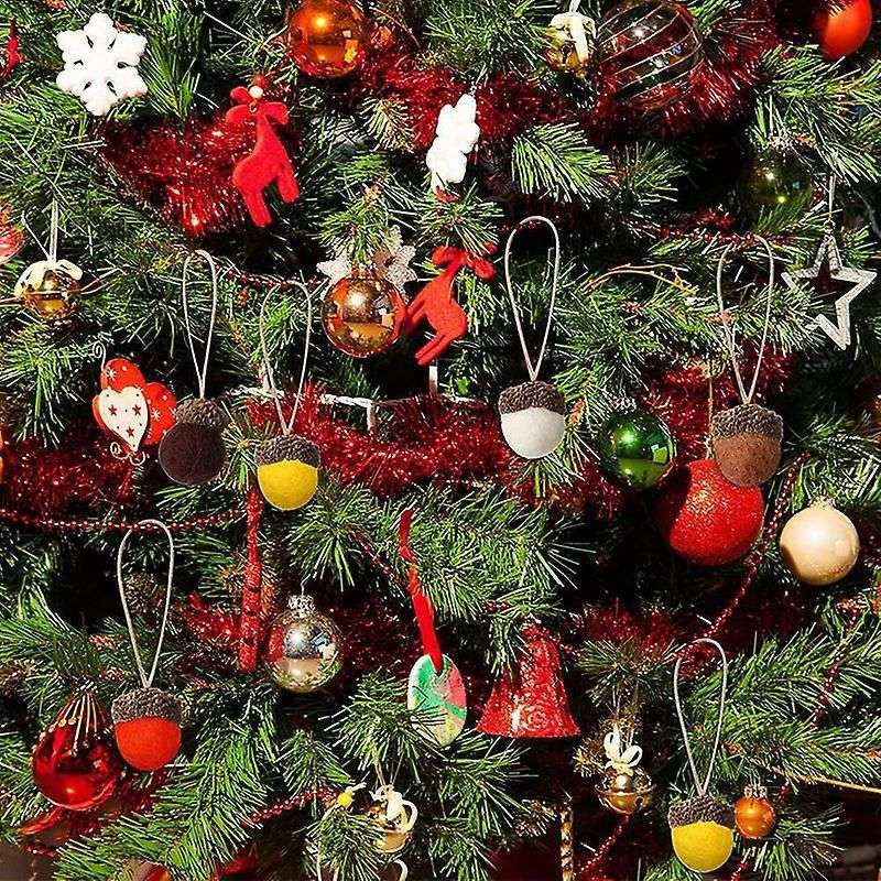 24 Pieces Felt Acorn Ornaments Balls Wool Felt Acorns with Rope (a)