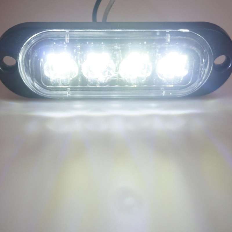 4pcs 4led Led Light Head Emergency Beacon Hazard Warning Light White