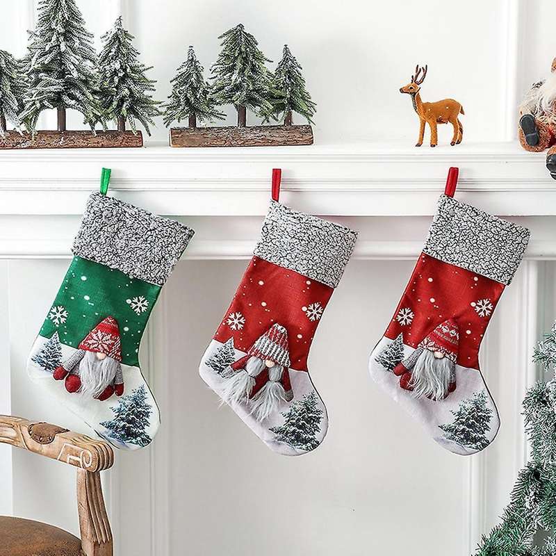 Christmas Stocking Large Xmas Gift Bags Fireplace Decoration Socks C