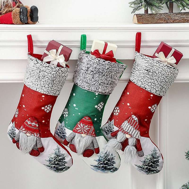 Christmas Stocking Large Xmas Gift Bags Fireplace Decoration Socks C