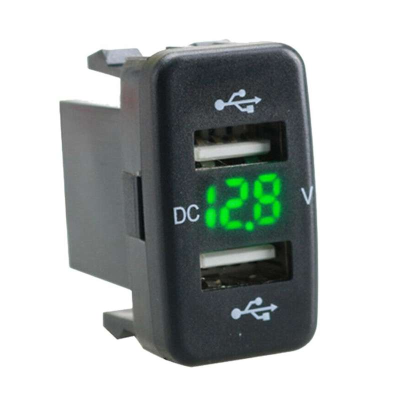 Car Charger Socket Dual Usb Port Charging Adapter for Toyota Green