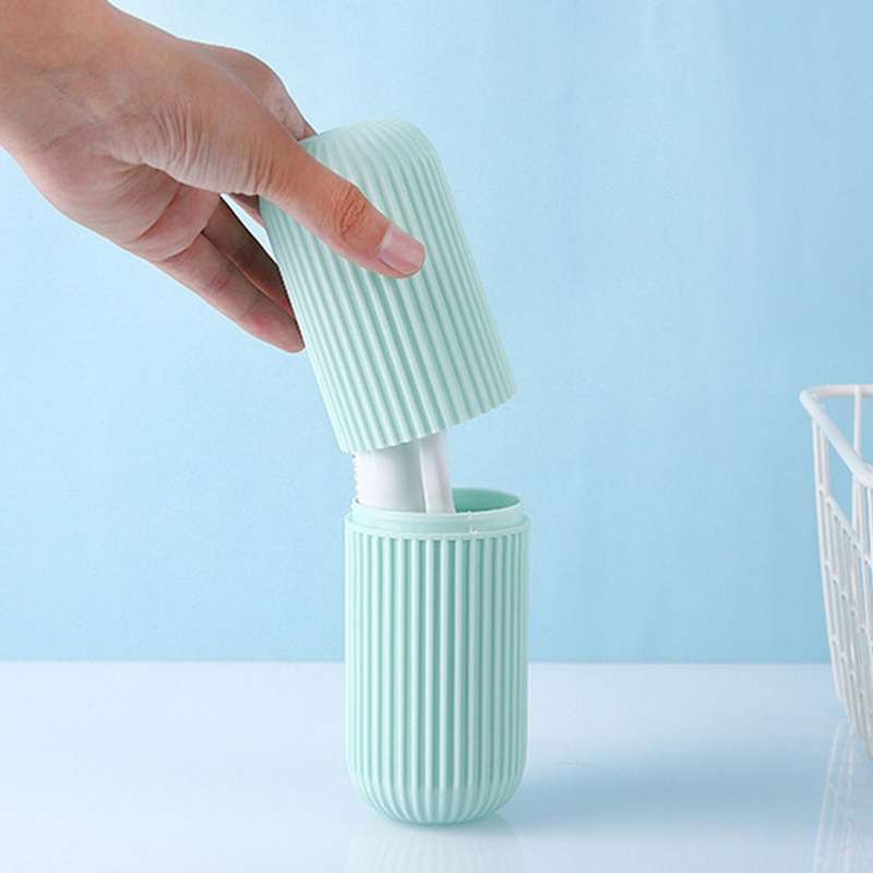 2x Portable Toothbrush Kits Case Toothpaste Cup Holder Box Green