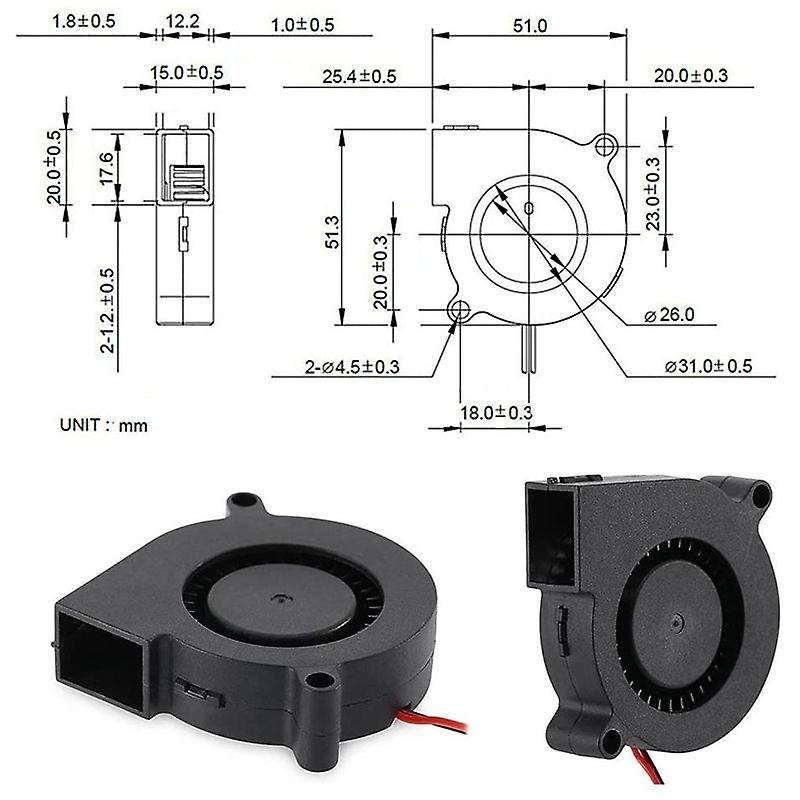 50 Mm Blower 24 Volt 5015 Double Ball Bearing 50 X 15 Mm