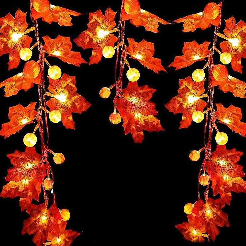Autumn Decorations Led Maple Leaf Pumpkin Decoration Light Autumn