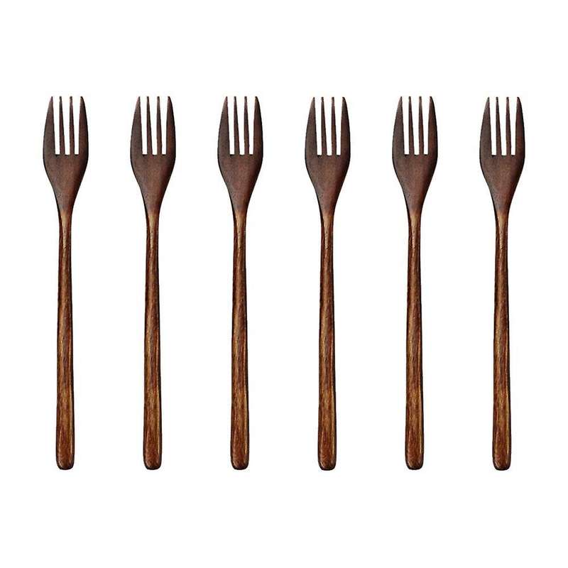 Wooden Forks, 6 Pieces Eco-friendly Japanese Wood Salad Dinner Fork