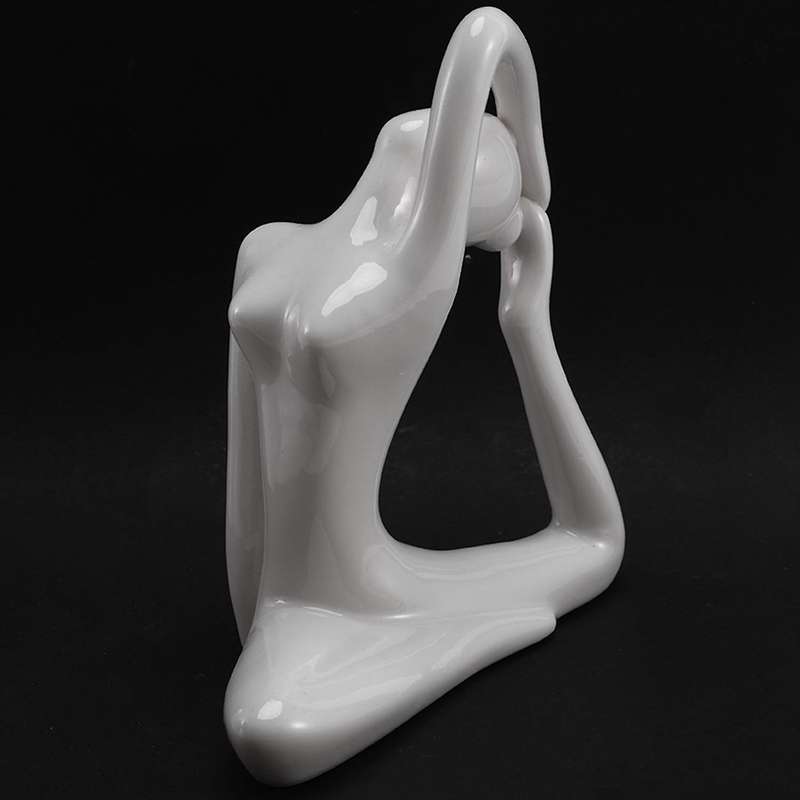Abstract Art Ceramic Yoga Poses Yoga Lady Figure Statue Ornament #8