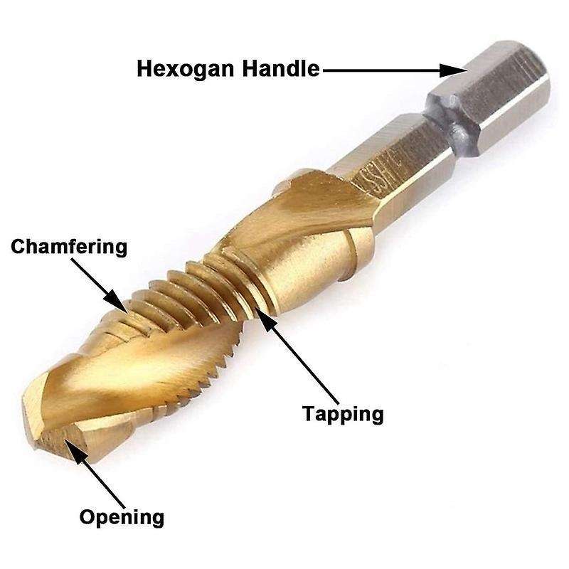 Drill Tap Bit, 6 Pack Combination Drill Tap Bit Set Screw Tapping Sae