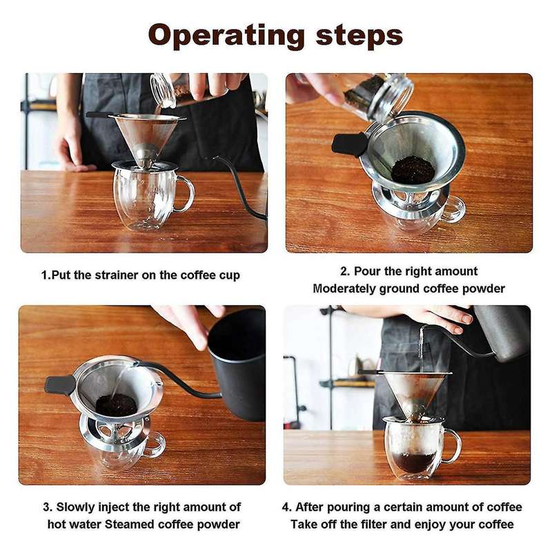 316 Stainless Steel Coffee Filter Removable Dripper with Stand B