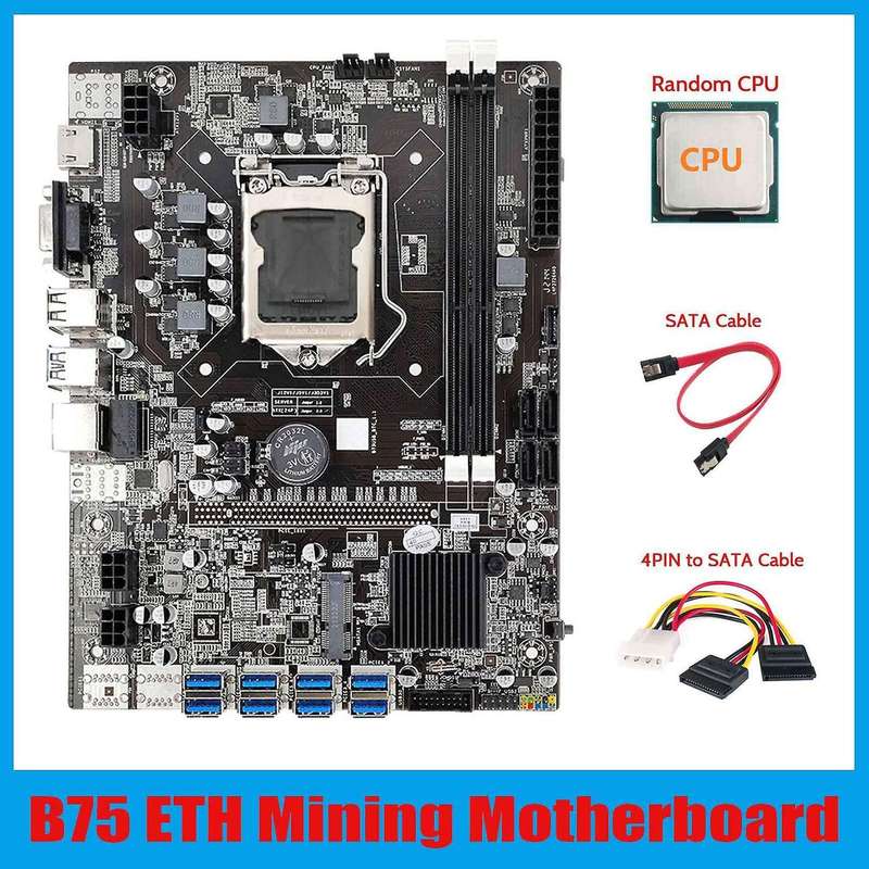 B75 Eth Mining Motherboard 8xpcie Usb Adapter+cpu Lga1155 B75 Usb