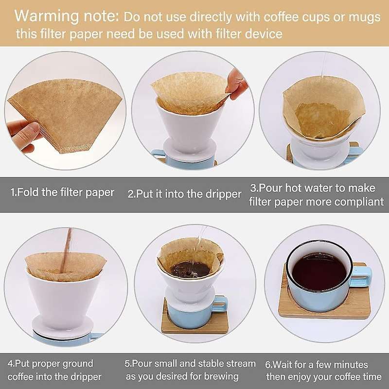 100pcs Coffee Filter Coffee Dripper Filter Paper Brewer V60 Filter