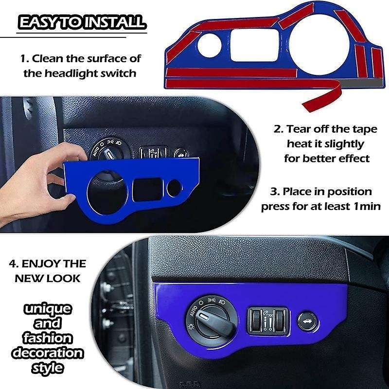 Headlight Switch Trim Abs for Dodge Challenger Charger 15-21 (blue)