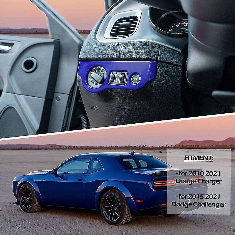 Headlight Switch Trim Abs for Dodge Challenger Charger 15-21 (blue)