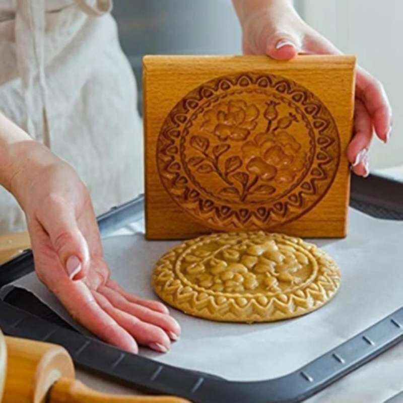 Wooden Gingerbread Biscuit Mold Pine Cones Cookie Cutters Rose ,b
