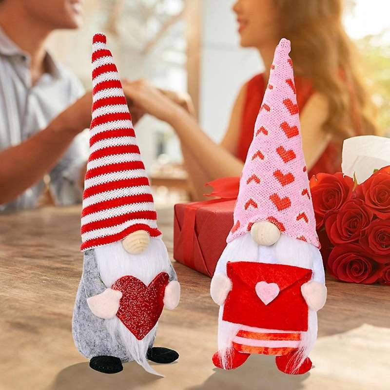 Mr & Mrs Handmade Swedish Tomte Stuffed Gnomes Plush Doll Ornaments,b