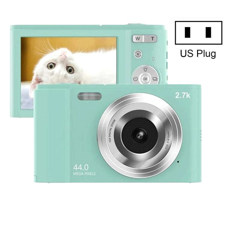 DC302 2.88 inch 44MP 16X Zoom 2.7K Full HD Digital Camera Children Card Camera, US Plug(Green)