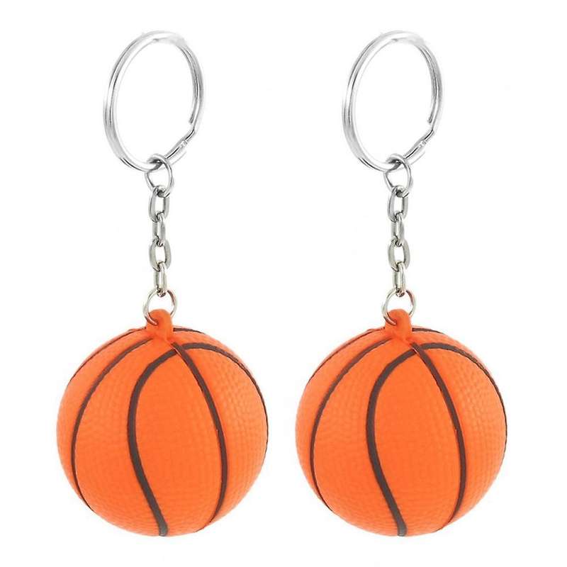 2x Orange Black Basketball Shape Sport Stress Ball Link Chain Ring