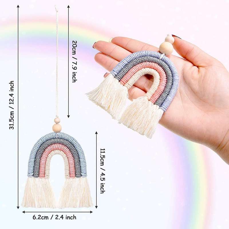 3pcs Rainbow Car Charm Wooden Beads Car and Home Hanging Decor