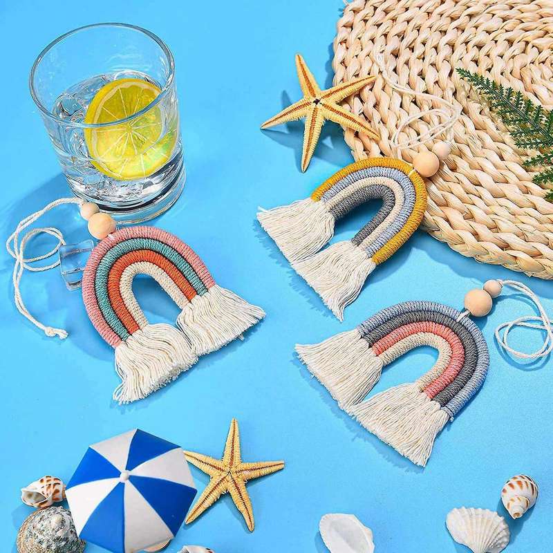 3pcs Rainbow Car Charm Wooden Beads Car and Home Hanging Decor