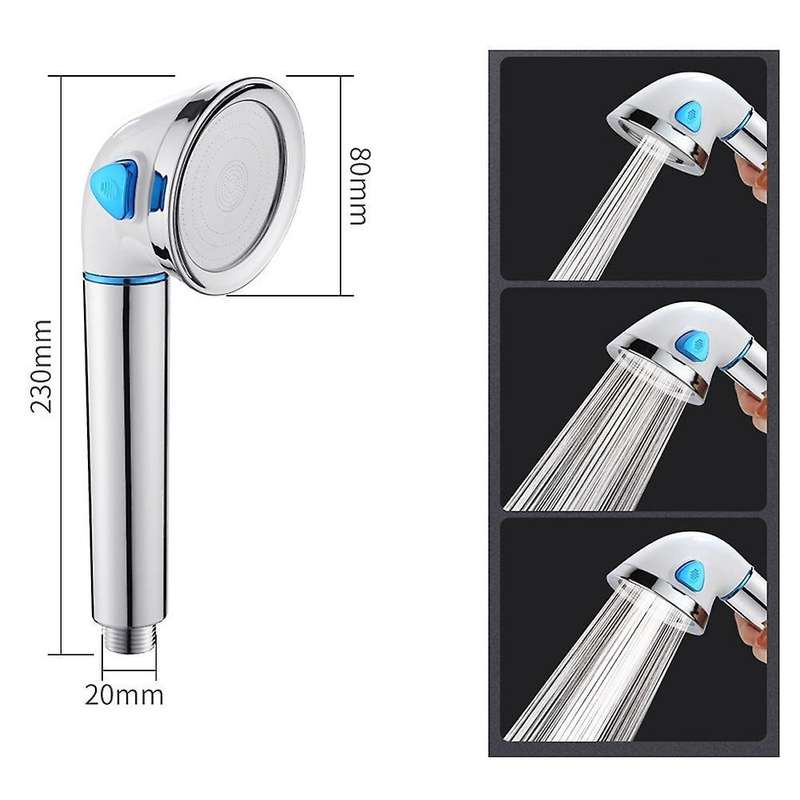 Pressurized Water Saving Hose Showerhead Shower Head Silver