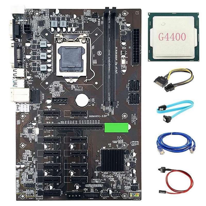 B250 Btc Mining Motherboard Kit 12 Gpu Lga1151 With+g4400 for Miner