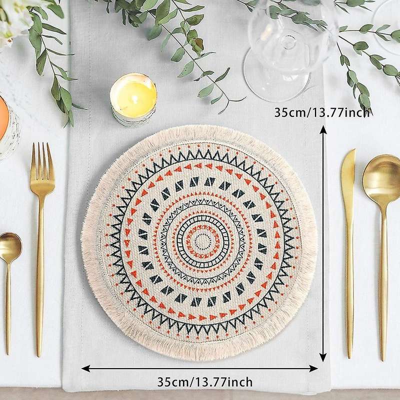 Set Of 2 Breakfast Placemats Round Placemats Non-slip Multicolor