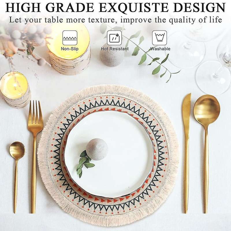 Set Of 2 Breakfast Placemats Round Placemats Non-slip Multicolor