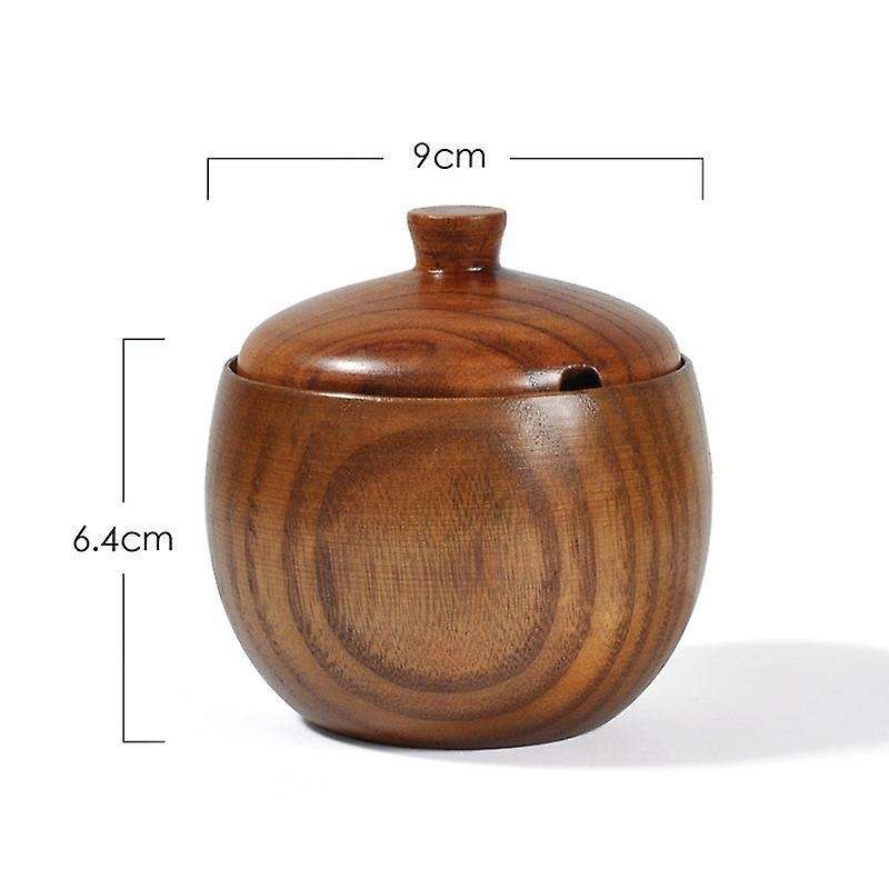 Wood Spice Jar Sugar Bowl Salt Pepper Seasoning Box
