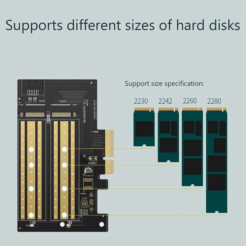 M.2 Pcie Ssd to Pci-e X4/x8/x16 Conversion Card Supports M.2 Nvme Ssd