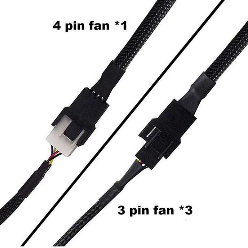 Pc Case Fan Power Cable 1 to 4 Converter Braided Y Splitter Cable