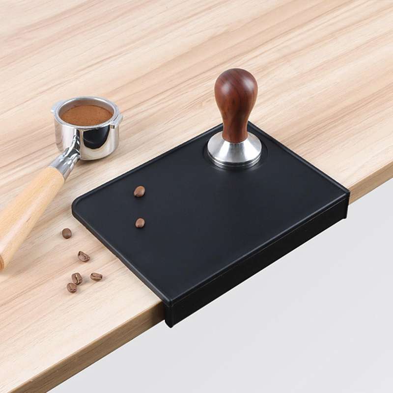 Coffee Tamper Mat Tamping Rest Holder Anti-skid Corner Edge Black