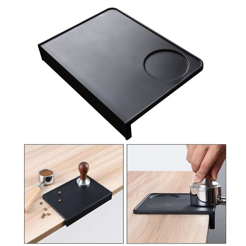 Coffee Tamper Mat Tamping Rest Holder Anti-skid Corner Edge Black