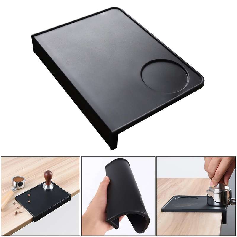 Coffee Tamper Mat Tamping Rest Holder Anti-skid Corner Edge Black