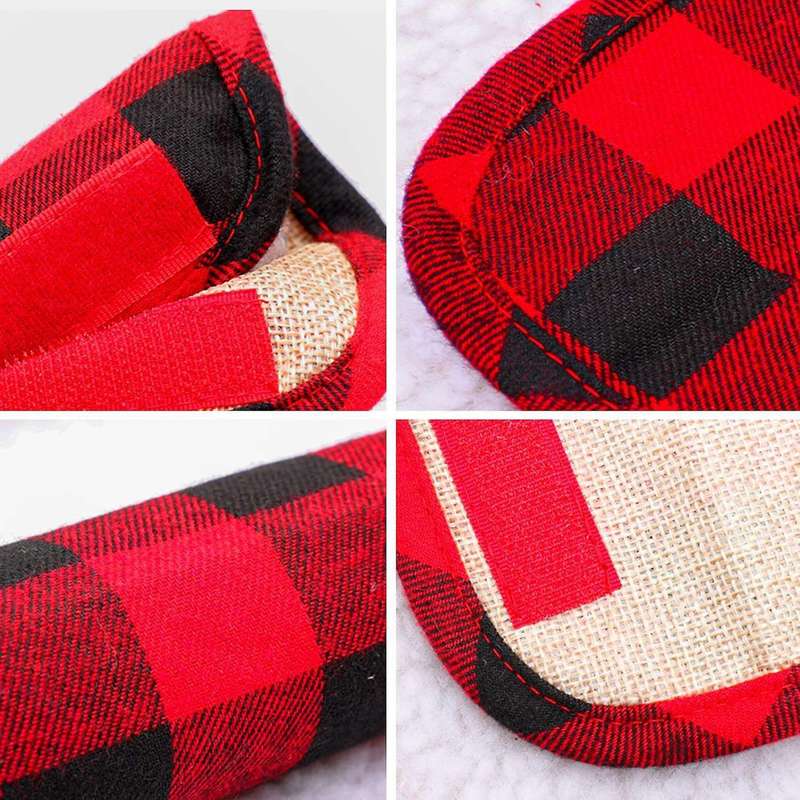 4 Pieces Christmas Refrigerator Door Handle Cover Red and Black Plaid