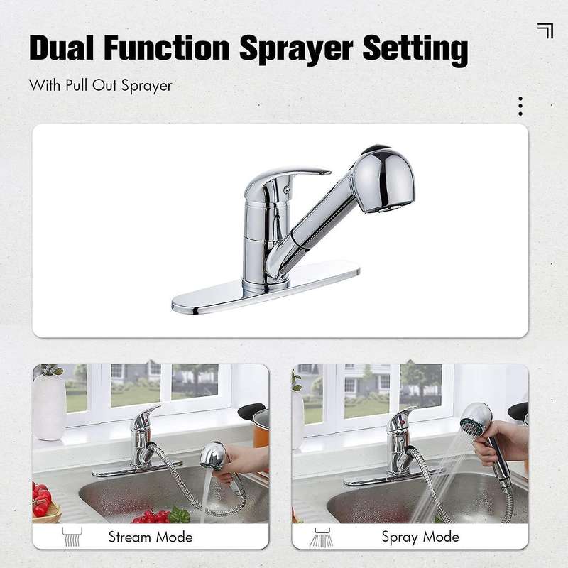 Kitchen Sink Faucet with Pull Down Sprayer, Kitchen Sink Faucet