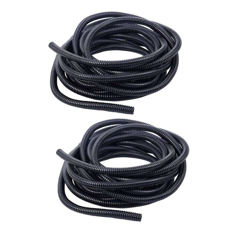 2x 20 Ft Split Wire Loom Conduit Polyethylene Tubing Black 10mm