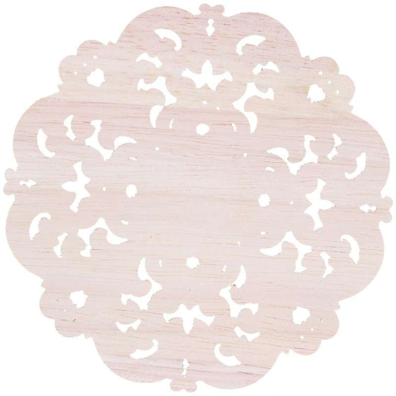 2x Woodcarving Furniture Solid Wood Door Applique Flower 12x12x2cm