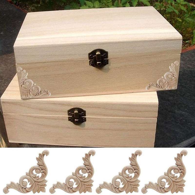 10 Pcs Wood Carving Decal Wood Carved Mouldings Corner Applique