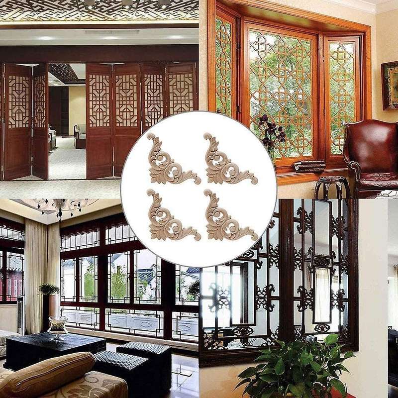 10 Pcs Wood Carving Decal Wood Carved Mouldings Corner Applique