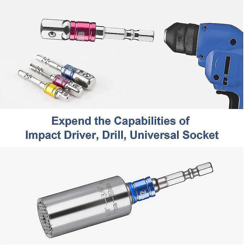 6pc Impact Driver Bits 1/4inch,3/8inch 1/2inch Socket Adapter(silver)