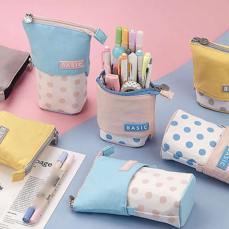 Pencil Case Retractable Cute Pen Holder Vertical Bag Cosmetic Bag,d