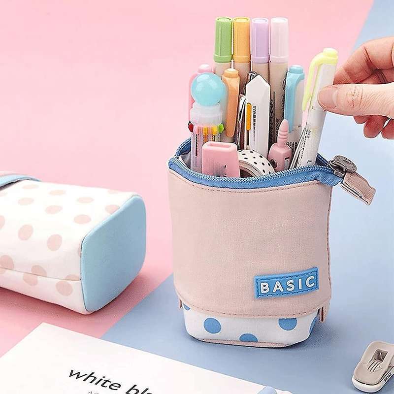 Pencil Case Retractable Cute Pen Holder Vertical Bag Cosmetic Bag,d